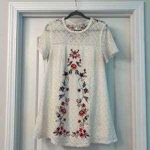 White Lace Embroidered Dress